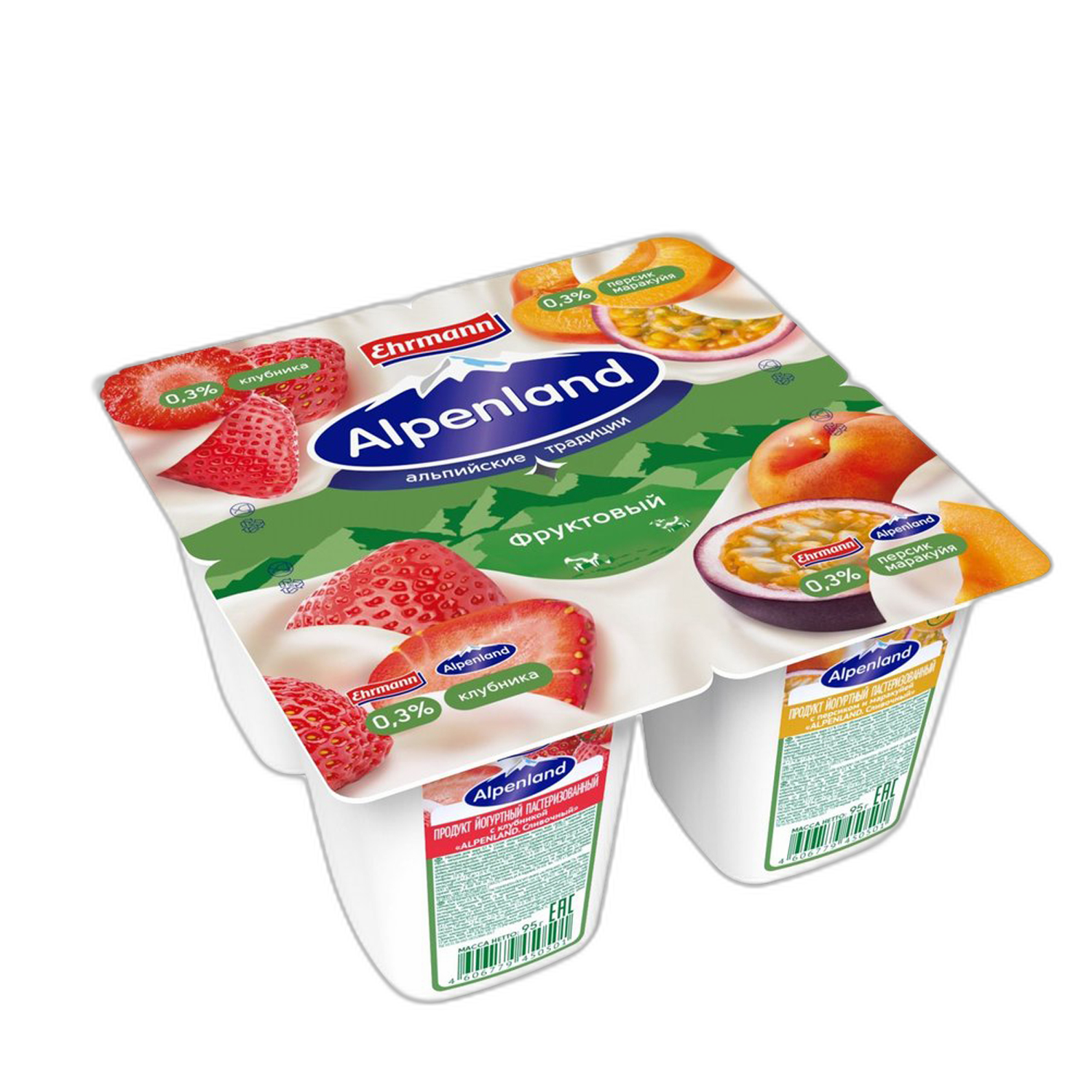 იოგურტი/ალპენლენდი მარწყვი და ატამი/95გრ 4606779450501