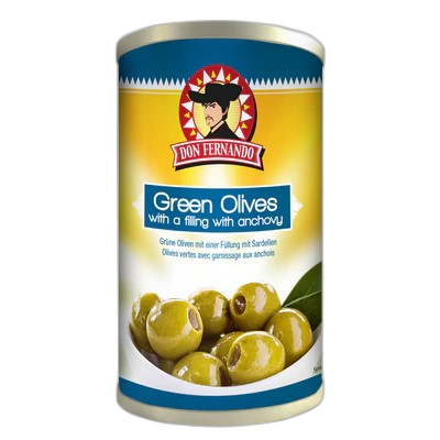 green olives მწვანე ზეთისხილი ანჩოუსით 350გრ 9002859052064