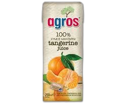 AGROS ნატურალური მანდარინის წვენი 100%  0.25მლ  5202908000198