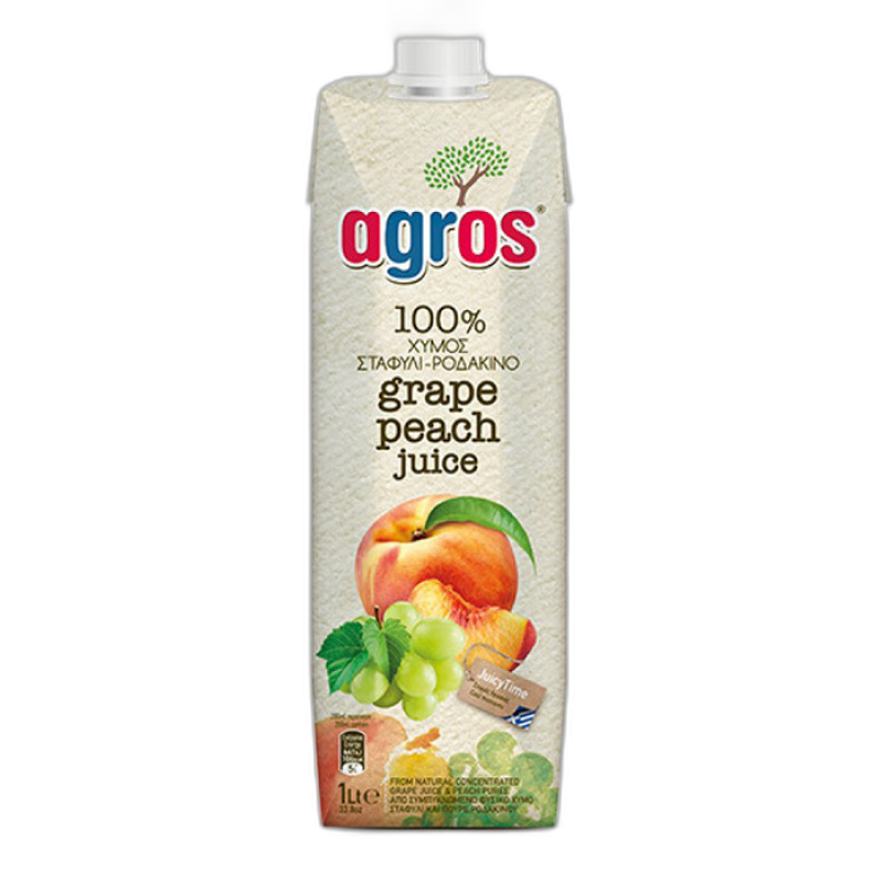 AGROS ნატურალური წვენი 100% ატამი და ყურძენი 1ლ 5202908000280