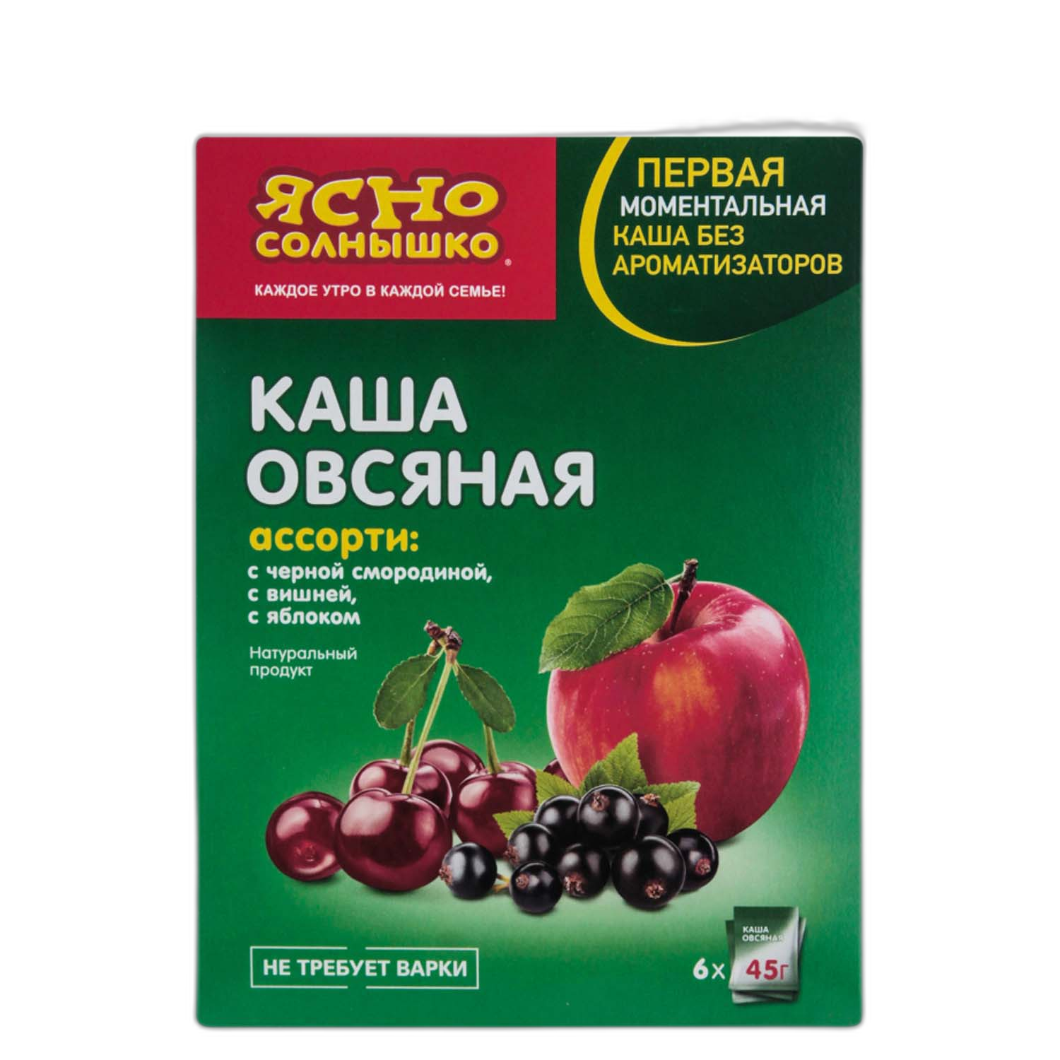 ფანტელი შვრიის იასნოე სოლნიშკო/ვაშლი ალუბალი კენკრა/6*45გრ 4600819414935