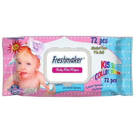 FRESHMAKER KISS COLLECTION ბავშვის სველი ხელსახოცი 72 ცალიანი  8697817872085