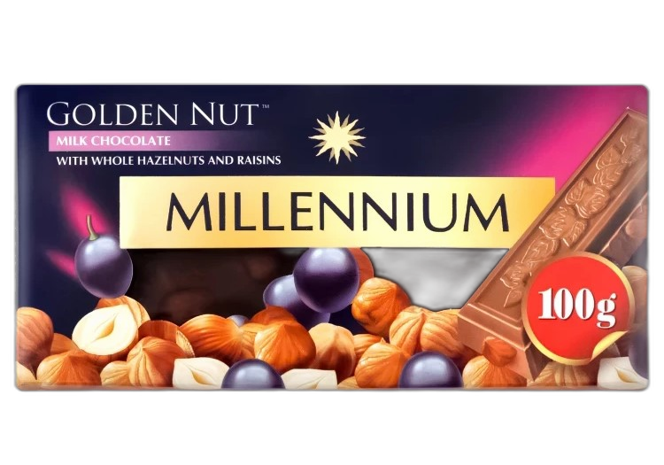 შოკ ფილა მილენიუმ გოლდი რძ შოკ თხილ ქიშ 100გრ 4820005192946