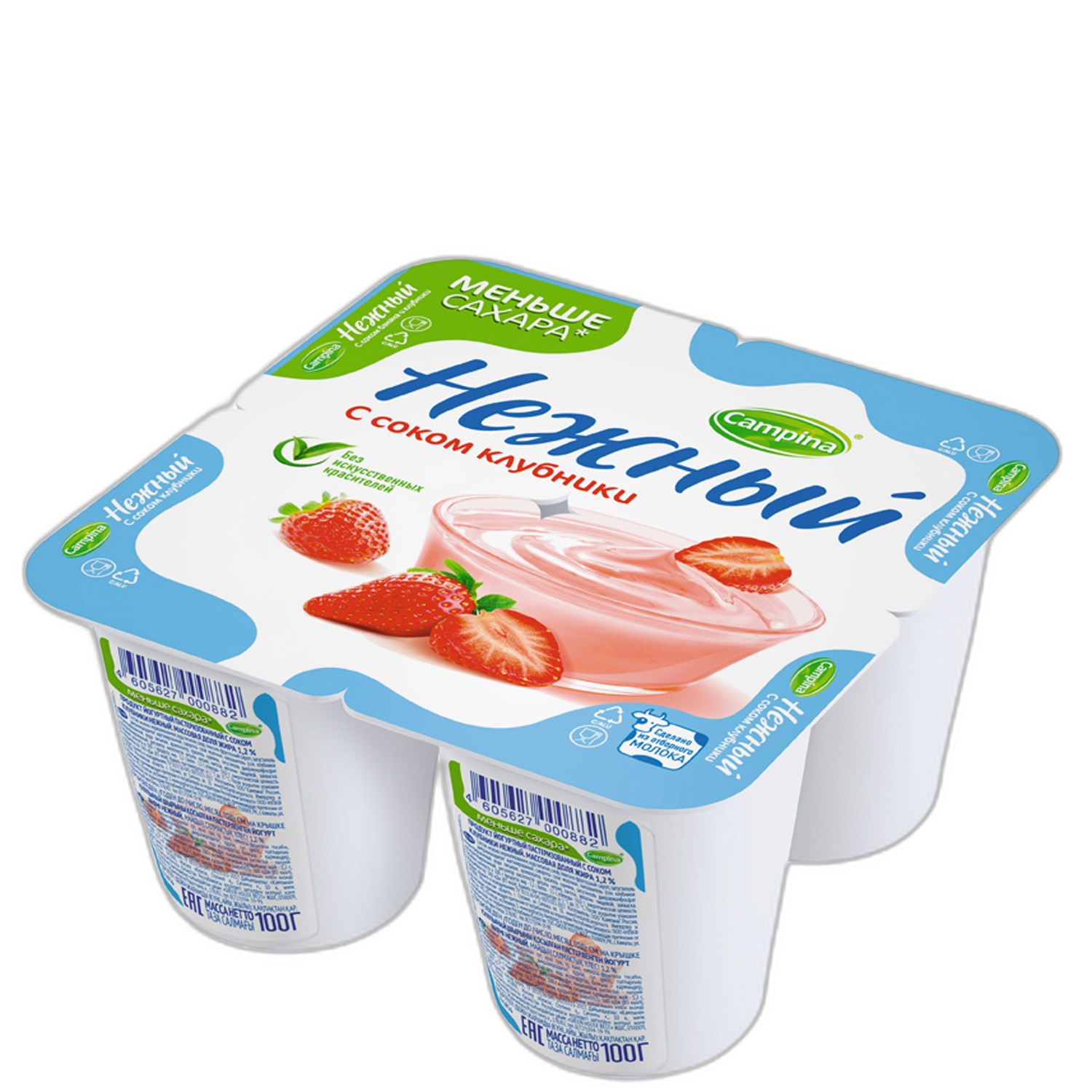 იოგურტი/ნეჟნი მარწყვის წვენით/100გრ 4605627000882